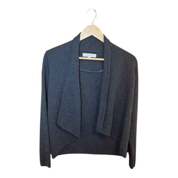 LOFT Sweaters - Ann Taylor Loft Women’s Cardigan Gray Open Front Draped Sweater Size Small